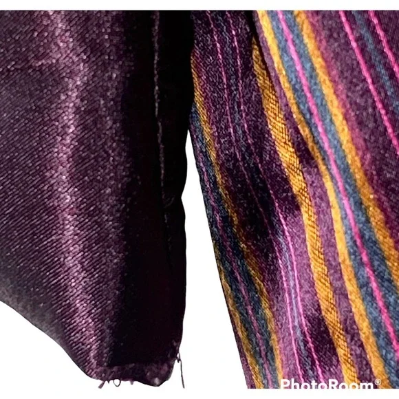 Vintage Victorias Secret Gold Label Striped Pajama PJ Top Burgundy Gold Size P - Picture 6 of 9